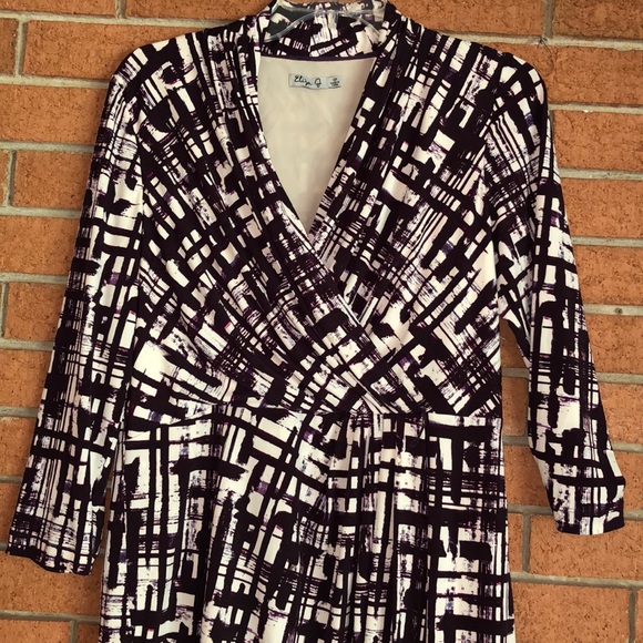 💜ELIZA J💜PLAID PETITE FAUX WRAP SHEATH DRESS💜 - Picture 2 of 9